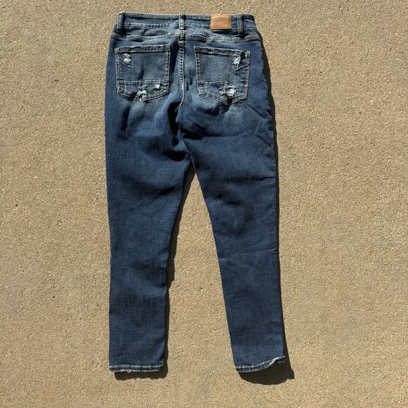 BKE Gabby 27x27 Curvy Fit High Rise Ankle Skinny Distressed Blue Jeans ABK2875A - Picture 3 of 9